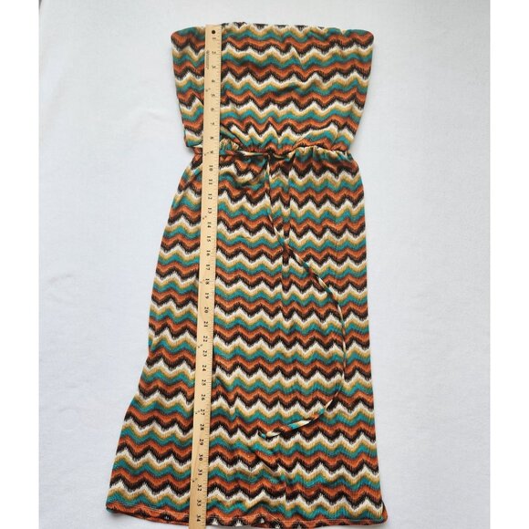 Maurices Strapless Dress Midi 70s Hippie Disco Indie Boho Festival Summer Cute - Picture 9 of 9